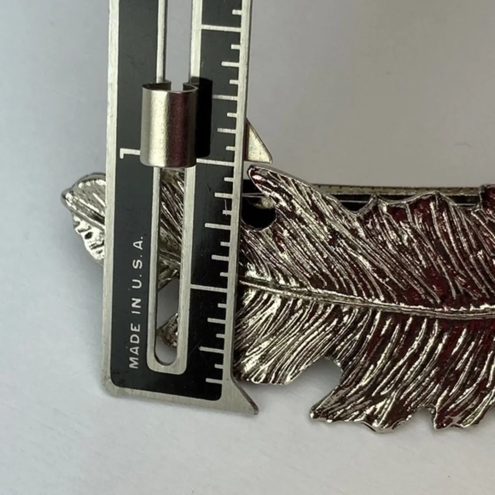Feather Metal Hair Clip Silver‎ Tone Boho
